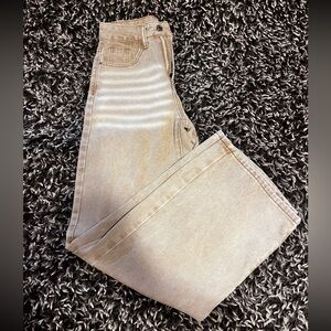 SHEIN Tan Flare Wide Leg Jeans